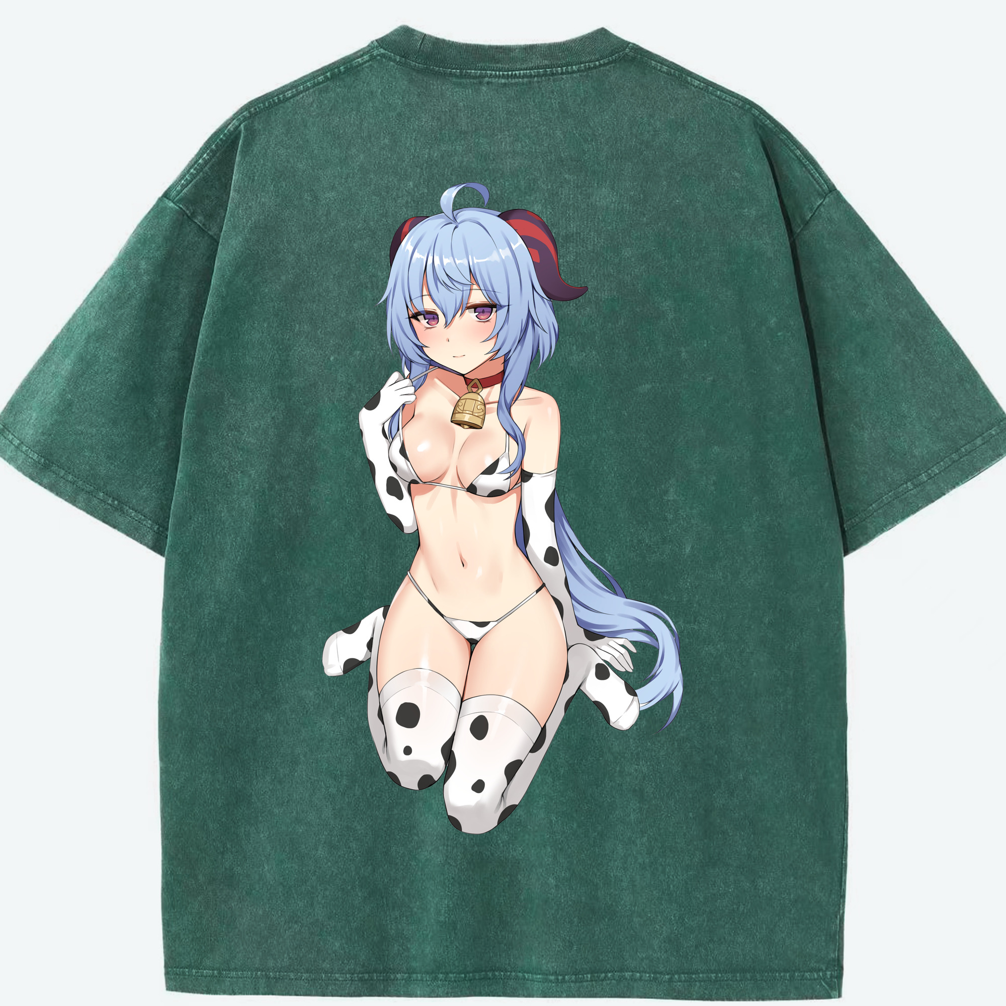 げんし神 甘雨 かんう genshin Ganyu 綿100% ヴィンテージ風 半袖Tシャツ（背面プリント）